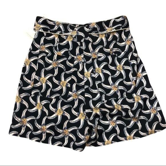 Scotch & Soda Black Starfish Sun Ray Printed Belted Shorts XS NWT - Picture 3 of 11